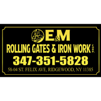 E and M Rolling Gate Iron Work Logo