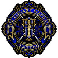 The Elegant Elephant Tattoo Logo