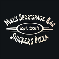 Mel's Sportspage Bar & Snickers Pizza Shop Logo
