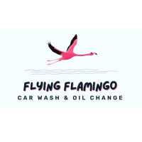 Flying Flamingo Car Wash & Oil Change Logo