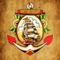 Ship & Anchor Tattoo Logo