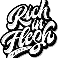 Rich in Flesh Tattoo /Barber Shop Logo