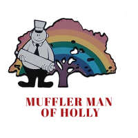 Muffler Man of Holly Logo