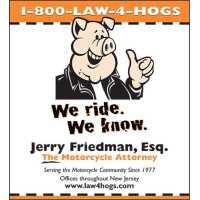 Law 4 Hogs - Jerry Friedman, The Motorcycle Attorney Logo