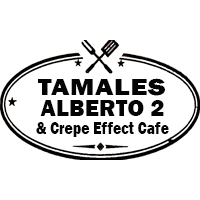 Tamales Alberto 2 And Crepe Effect Cafe Logo