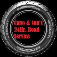 Cano & Sons 24 Hour Road Service Tire shop new and used on site. Logo